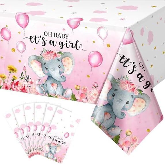 6 Pack Elephant Baby Shower Decorations - Plastic Tablecloth Table ...