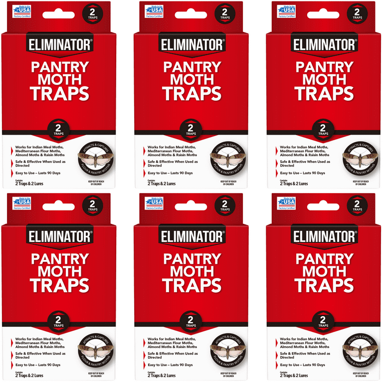 6 Pack) Eliminator Pantry Moth Traps, Pheromone Moth Traps, 2 Pack