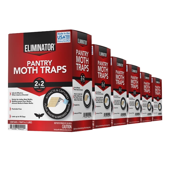 Eliminator Pantry Moth Traps with Pheromone, 6 Pack, 12 Traps & 12 Lures