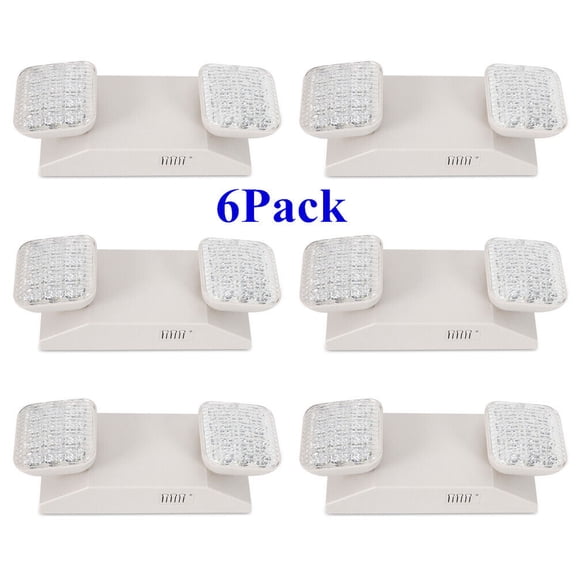 6 Pack Emergency LED Exit Light Waterproof Fixture With Battery Backup Dual Head