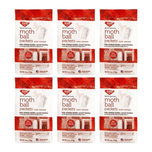 Enoz Cedar Scented Moth Ball Packets, Moth Killer for Closets and Storage, 6 oz, 6 Count