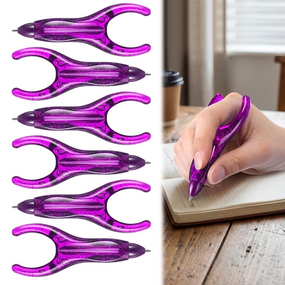 6 Pack Ergonomic Pen, Ballpoint Pens for Arthritic Hands and Low Grip Strength, Ergonomic Pens for Writing, Suitable For Those With Arthritis, Carpal Tunnel, Black Ink (Blue)