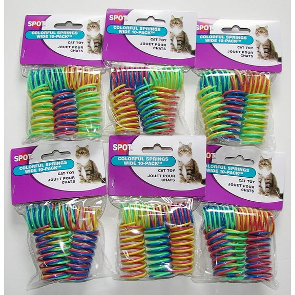 6-Pack Ethical Pet Colorful Springs Cat Toys  10 Toys per Pack