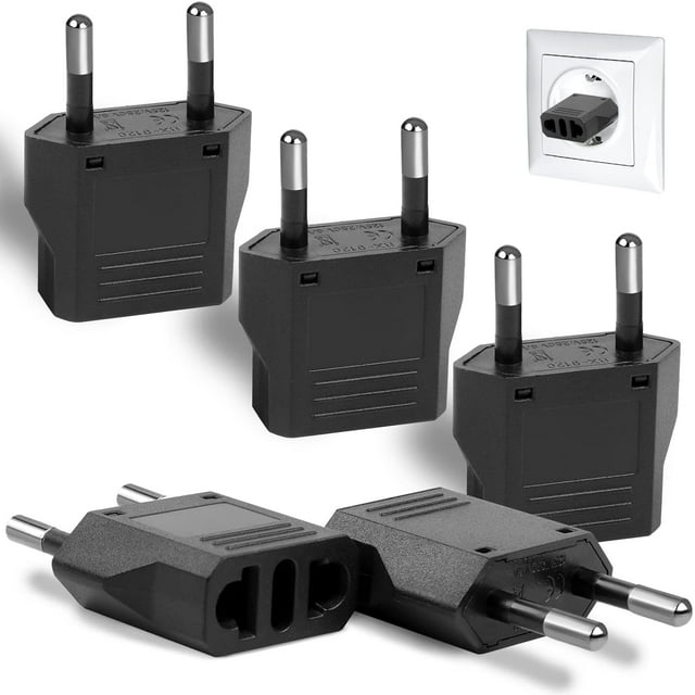 6 Pack European Plug Adapter, US to Europe Plug Adapter, European