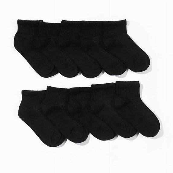Everlast Polyester Quarter Socks Kids 6-9, Black (6 Pack)