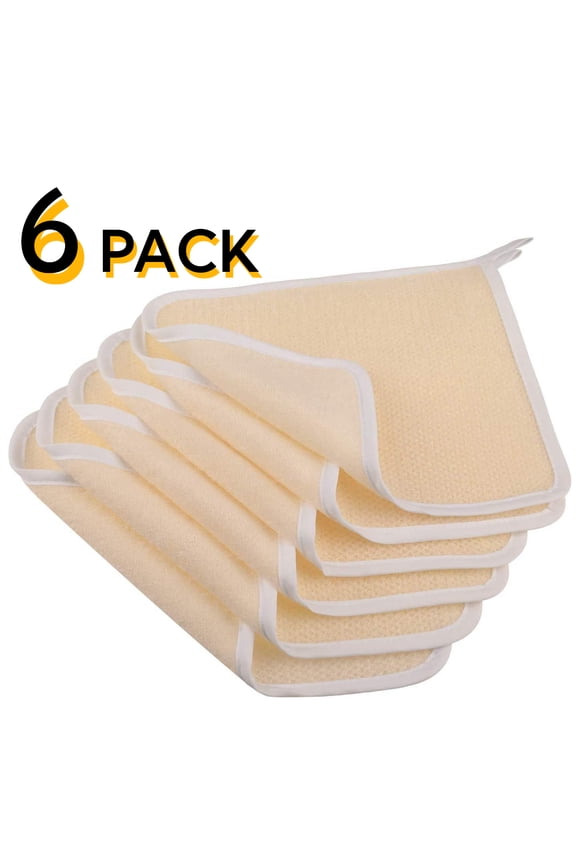6 Pack Exfoliating Wash Cloths for Body and Face, Soft-Weave Dual-Sided Exfoliating Washcloth for Women Men - Rough Exfoliating Side & Soft Terry Side