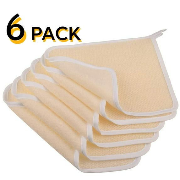 6 Pack Exfoliating Wash Cloths for Body and Face, Soft-Weave Dual-Sided Exfoliating Washcloth for Women Men - Rough Exfoliating Side & Soft Terry Side