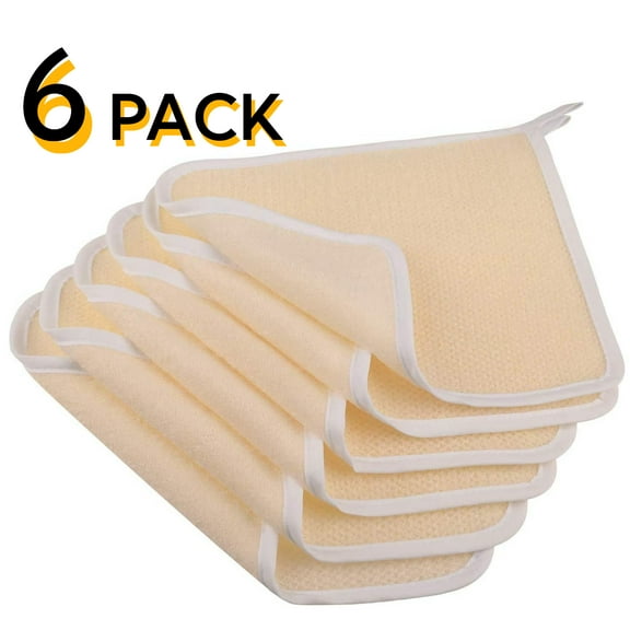 6 Pack Exfoliating Wash Cloths for Body and Face, Soft-Weave Dual-Sided Exfoliating Washcloth for Women Men - Rough Exfoliating Side & Soft Terry Side