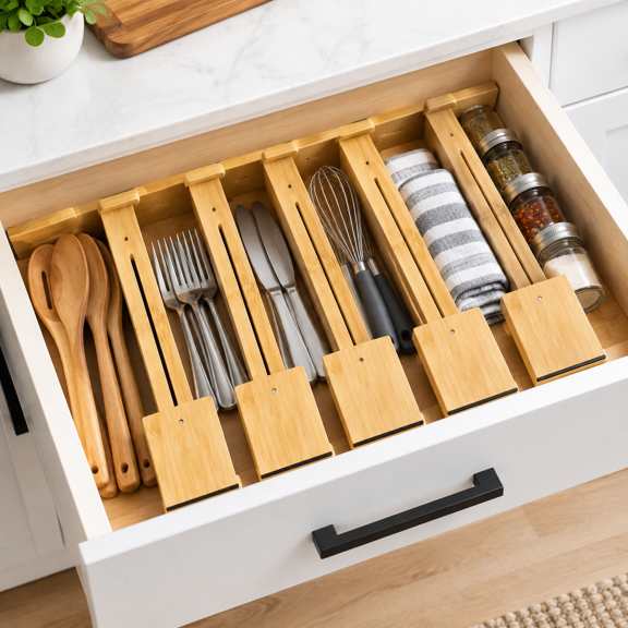 6 Pack Expandable Deep Drawer Dividers 17-22 Inch Adjustable Spring Loaded Organizers For Kitchen Bedroom Closet