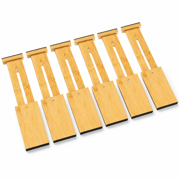 6 Pack Expandable Deep Drawer Dividers, 17-22 Inch Adjustable Spring-Loaded Organizers for Kitchen, Bedroom, Closet, Office