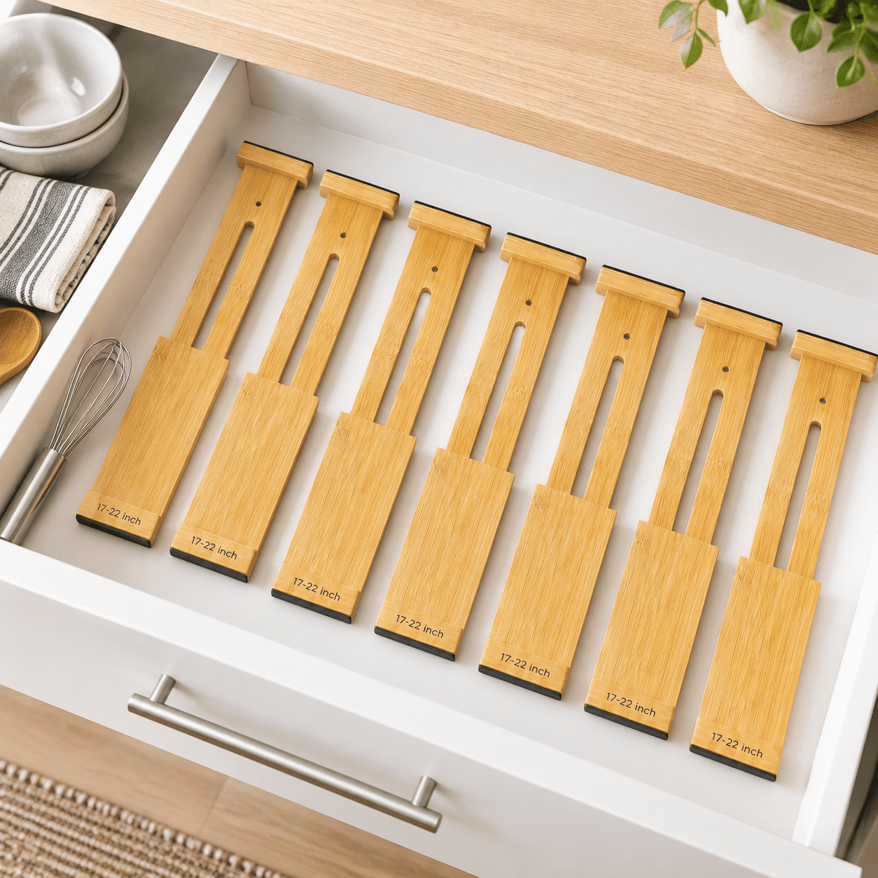 6 Pack Expandable Drawer Dividers 17-22 Inch Spring Loaded Organizers ...