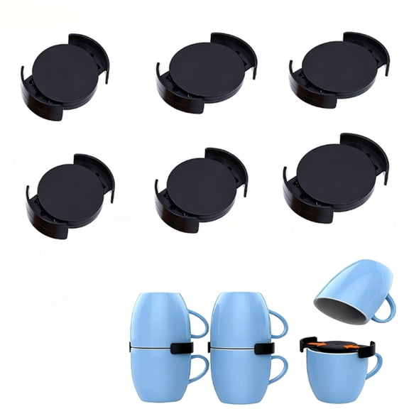 6 Pack Expandable Stackable Cup Storage Organizers for Mugs, Teacups & Kitchen Cabinet Shelf, Perfect for Closets, Lockers & Pantry Storage
