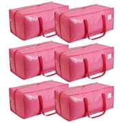 6 Pack Extra Heavy Duty Large Moving Bags with Comfortable Handle & Strong Zipper for Clothes, Moving Boxes Dorm College Packing Supplies Pink