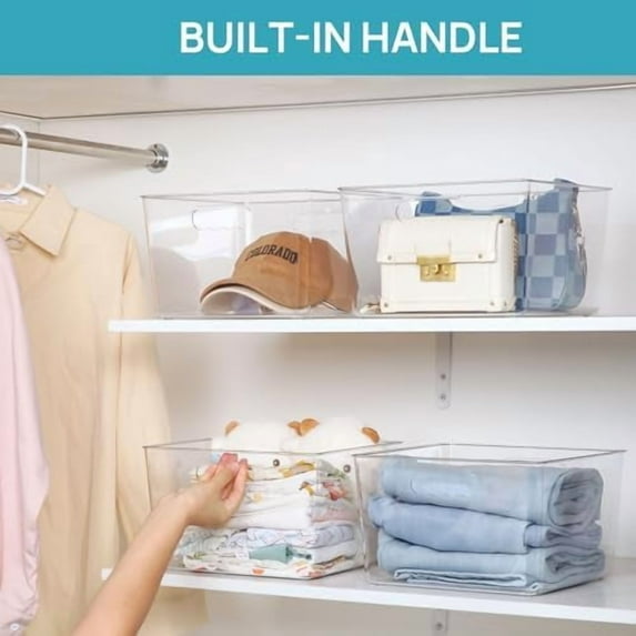 6 Pack Extra Large Clear Plastic Storage Bins,11x11 Cube Acrylic ...