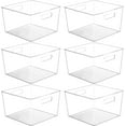 thumbnail image 1 of 6 Pack Extra Large Clear Plastic Storage Bins,11x11 Cube Acrylic Organizer Square Containers with Handle for Pantry,Closet,LaundryRoom,Kitchen,Bathroom,UnderSink Organization, 1 of 10