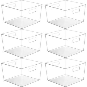 6 Pack Extra Large Clear Plastic Storage Bins,11x11 Cube Acrylic Organizer Square Containers with Handle for Pantry,Closet,LaundryRoom,Kitchen,Bathroom,UnderSink Organization