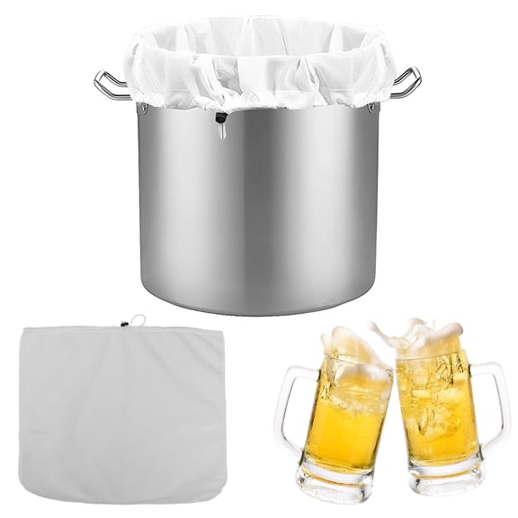 6-Pack Extra Large Reusable Brew Bags 250 Micron Fine Mesh Straining Bag with Adjustable Drawstring, Heavy-Duty Polyester Filter Bag for Home Brewing, Grains, Fruits, Wine, Beer(26 x 22 Inches)