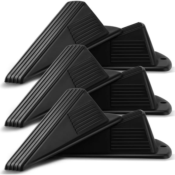 6 Pack Extra Large Rubber Door Stoppers, Heavy Duty Door Stop Wedges for Carpet and Door Gaps (Black)