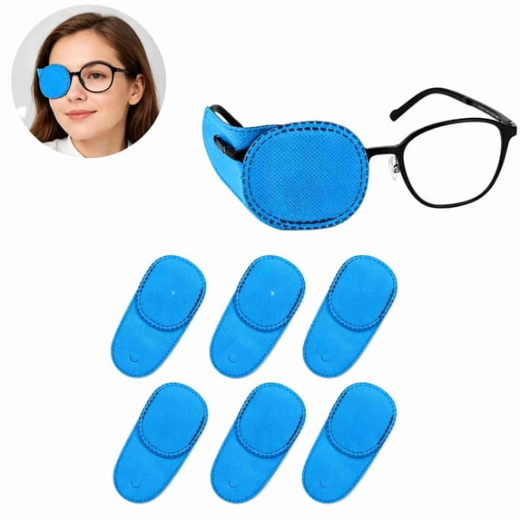 6 Pack Eye Patches for Adults Kids MODANU Patch Glasses Treat Lazy Amblyopia Strabismus Left or Right Eyes (Blue)