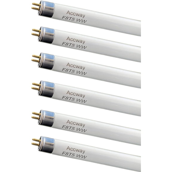(6 Pack) F8T5/WW 12 Linear Fluorescent Light Bulb, 8W Warm White T5 Tube, 3000K Soft White Lamp, G5 mini Bi Pins Base Replacement for Under Cabinet Light, RV, Closet