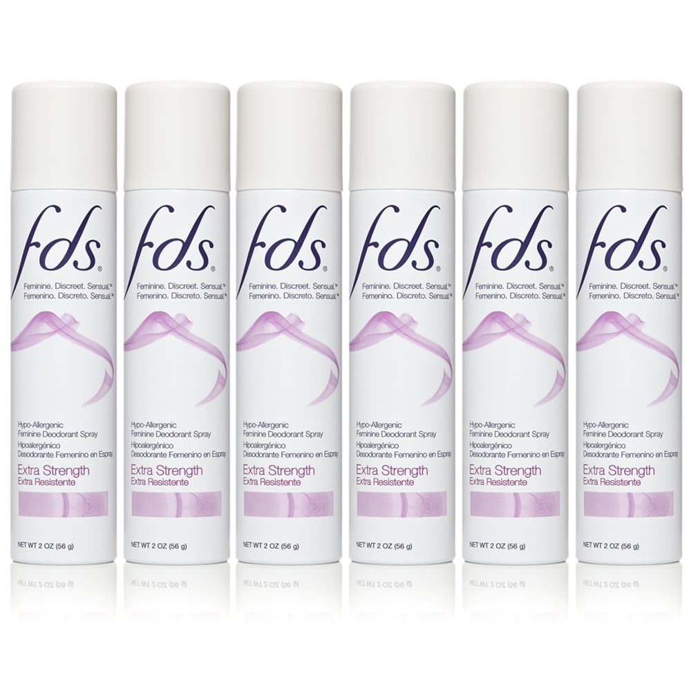 6 Pack FDS Hypo Allergenic Feminine Deodorant Spray, Extra Strength 2