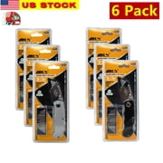 6 Pack FOLDING UTILITY KNIFE BLACK SILVER COLOR WITH 5 XTRA BLADE QUICK CHANGE