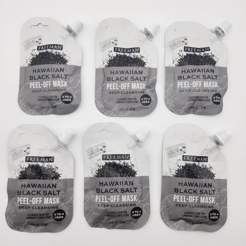 6 Pack FREEMAN BEAUTY Hawaiian Black Salt Peel-Off Mask 1.18 fl oz.