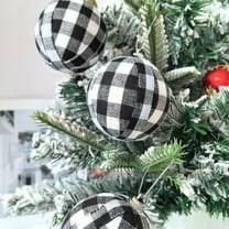 6 Pack Fabric Christmas Balls Ornaments for Xmas Tree Hanging Decorations Set of 6 Holiday Party Supplies(Black)