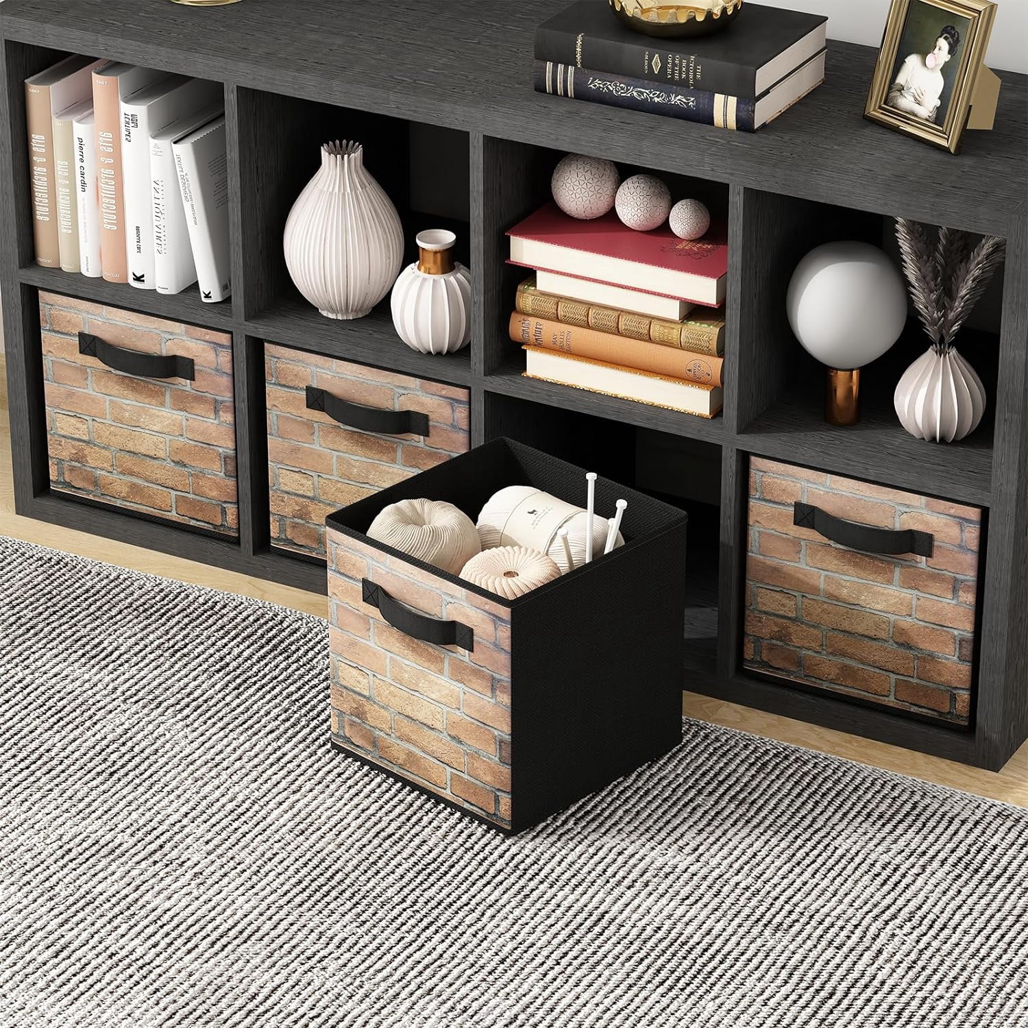 6 Pack Fabric Storage Cubes. 13 Inch Cube Storage Bins with Handle ...