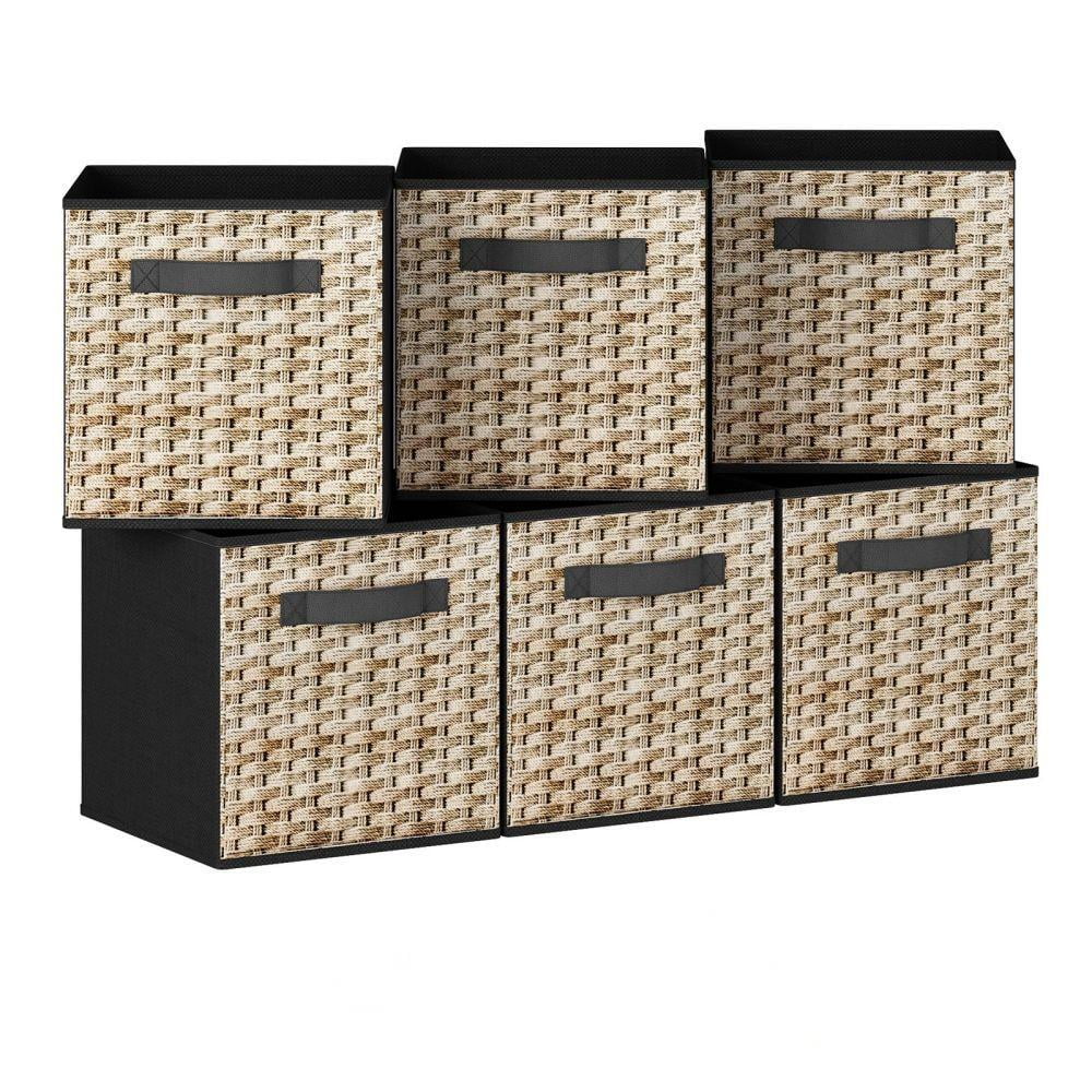 6 Pack Fabric Storage Cubes with Handle, Foldable 11 Inch Cube Storage