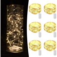 thumbnail image 1 of 6 Pack Fairy Lights Battery Operated - 6.6 ft 20 LED Mini String Lights Waterproof Silver Wire Firefly Lights for Vases Mason Jars DIY Crafts Plants Table Centerpieces Wedding, Warm White, 1 of 10