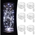 thumbnail image 1 of 6 Pack Fairy Lights Battery Operated - 6.6 ft 20 LED Mini String Lights Waterproof Silver Wire Firefly Lights for Vases Mason Jars DIY Crafts Plants Table Centerpieces Wedding, Cool White, 1 of 10