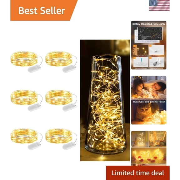 6 Pack Fairy Lights Battery Operated String Lights - 7ft 20 LED Waterproof Si...