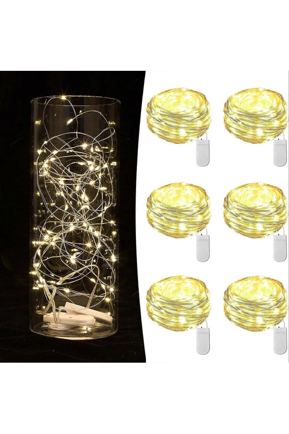 6 Pack Fairy Lights Battery Operated String Lights 7ft 20 Led DIY Party Wedding Christmas Valentines Day Decoration