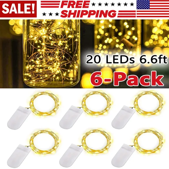 6-Pack Fairy Lights Battery Operated Twinkle Starry Lights For Christmas Decor