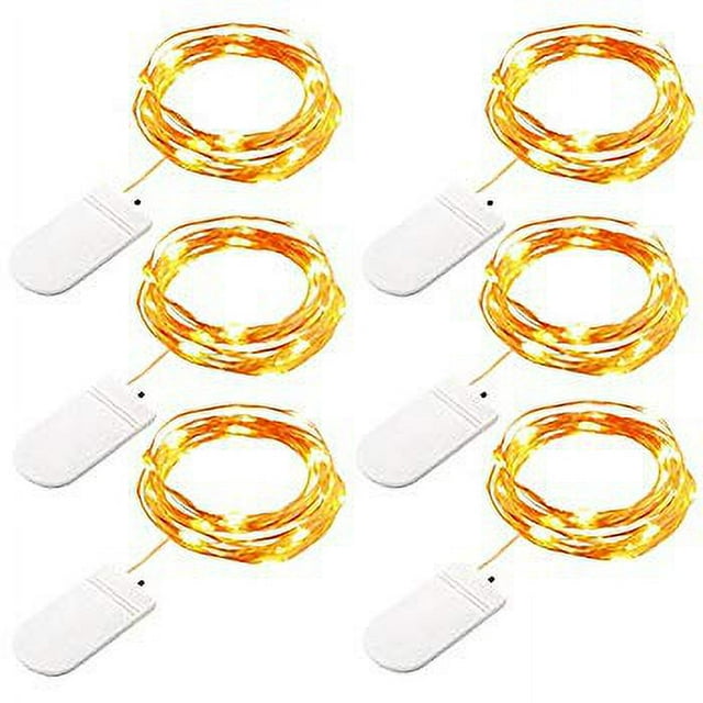 6 Pack Fairy String Lights 7.2ft 20 Led Starry String Lights Battery Powered Halloween Lights Copper Wire Lights Firefly Lights for DIY Christmas Decor Lights Warm White