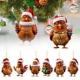 thumbnail image 1 of 6 Pack Farmhouse Chicken Christmas Ornaments, 2D Acrylic Flat Rooster Hanging Decoration, Funny Animal Pendants for Holiday Tree, Car Mirror Charm, Winter Party Decor Gift, 1 of 5