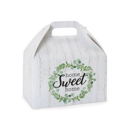 6 Pack, Farmhouse Home Sweet Home Gable Box 8.5x5x5.5" for Food Service, Birthday, Housewarming
