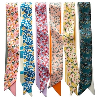 6 Pack Fashion Scarves for Women, Versatile Boho Head Scarf, Satin Scarf for Hair, Neck, Wrist, and Purse Accessories