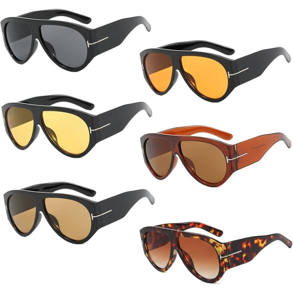 6 Pack Fashion Sunglasses, PC Frame AC Lens, UV400 Protection, Classic Casual & Stylish Design for Daily Outdoors Party