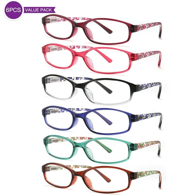 6 Pack Fashionable Blue Light Blocking Reading Glasses for Women