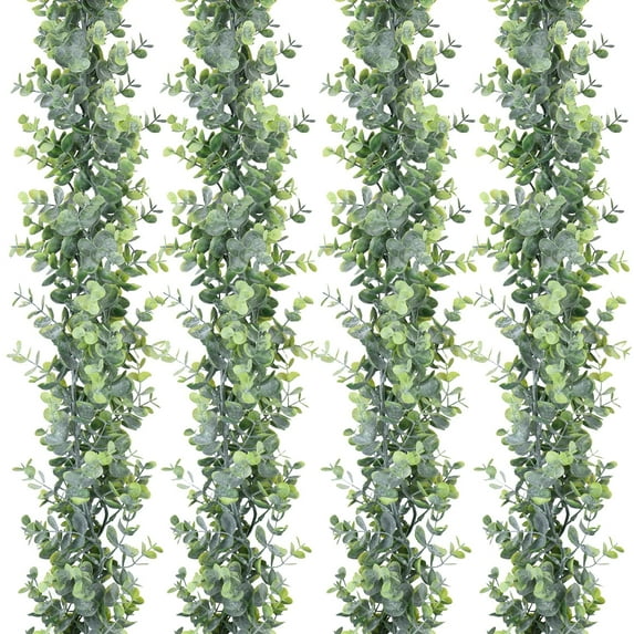 6 Pack Faux Eucalyptus Garland Plant, Artificial Vines Hanging Eucalyptus Leaves Greenery Garland for Wedding Backdrop Arch Wall Decor, 6 Feet/pcs UV Protected Indoor Outdoor