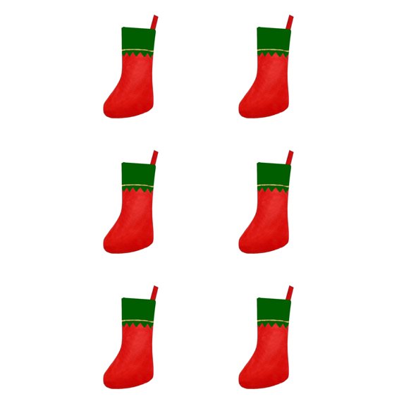 6 Pack Felt Christmas Stockings,14 Inch Xmas Stockings with Gold Trim & Hanging Loops, Red Felt Stockings with Green Cuffs, DIY Blank Sacks for Fireplace Mantel Holiday Party Decor