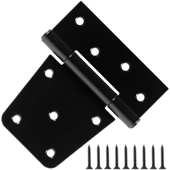 6 Pack Fence Gate Hinges Heavy Duty for Wooden Fences Shed Barn Door Hinges Black Exterior Outdoor Hinges for Double Wood Door Concession Window Basement 3.5"x 4.5 Inch Door Hardware Kit