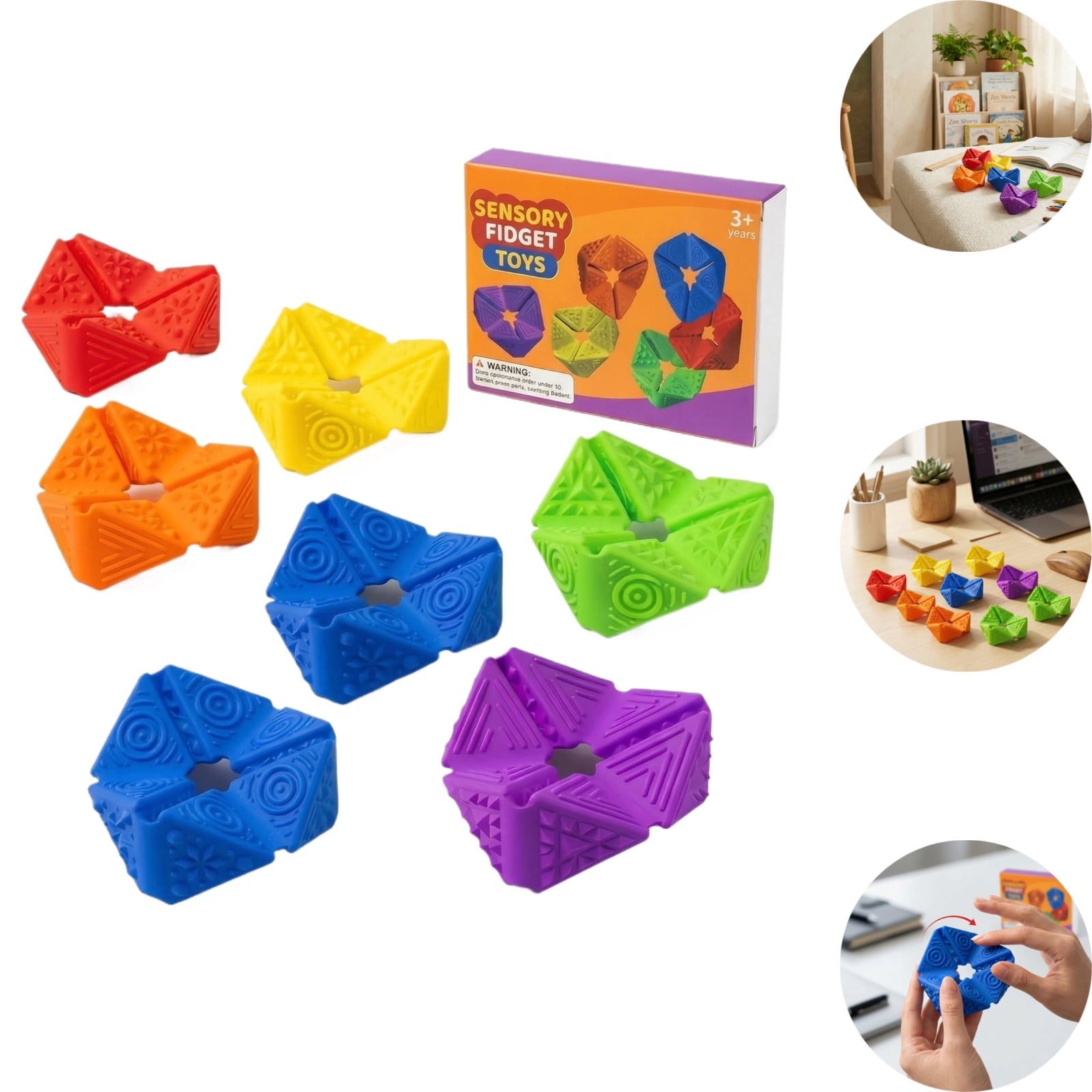 6 Pack Fidget Toys Sensory Flip Cube with Textures for Adults: Quiet ...