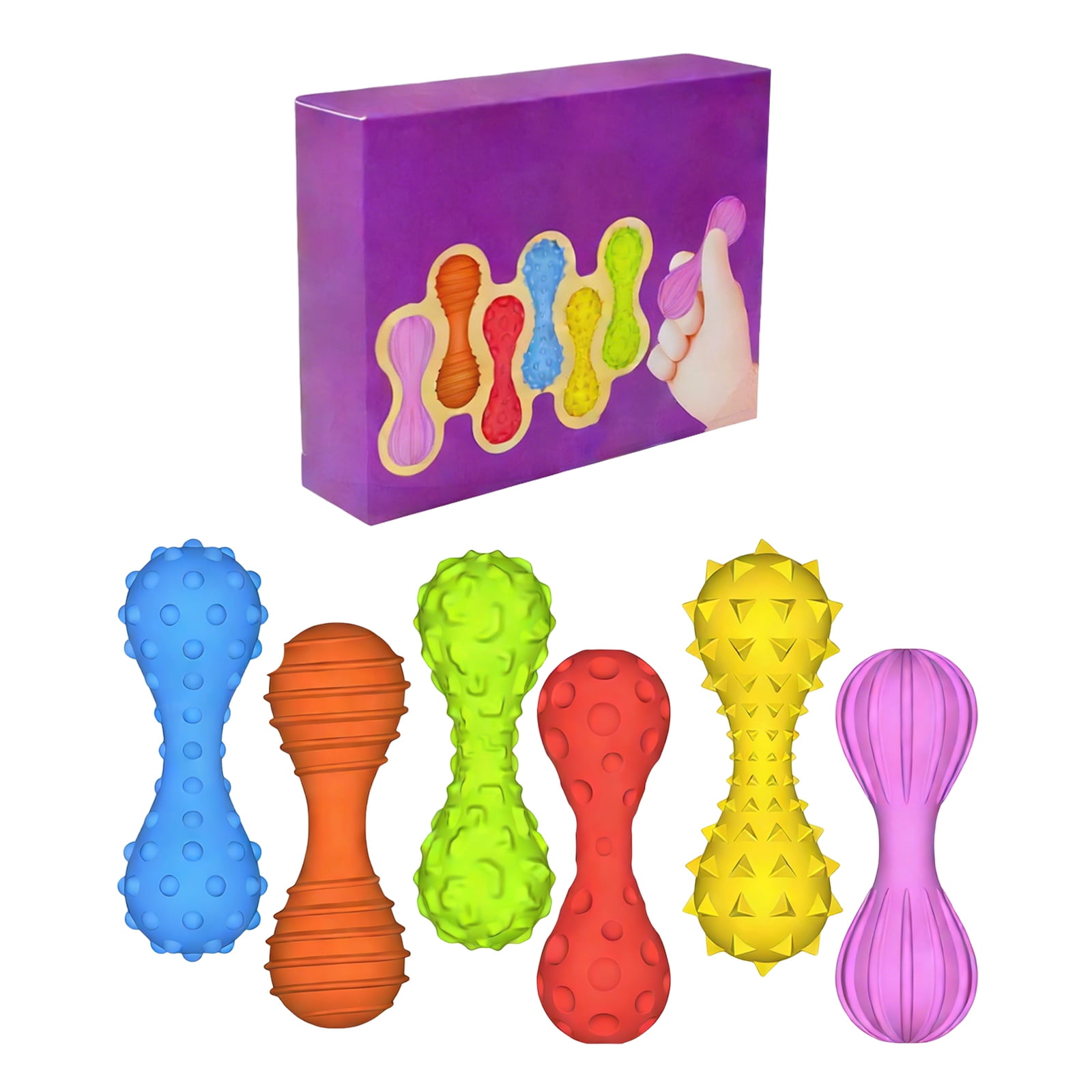 6 Pietre Sensoriali In Silicone Morbido - Giocattoli Fidget Antistress Con Facce Espressive E Texture - Per Bambini E Bisogni Speciali