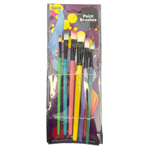 6 Pack Filbert Art Brush Set, For Watercolors, Acrylics, Oil Paints, Versatile, Highly Absorbent Brushes with Color Bristles, Handles for Easy, Smooth Application Across All Projects, Mix