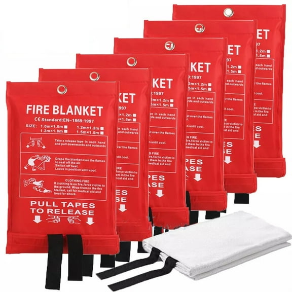 6 Pack Fire Blanket for Home Emergency Fire Blanket 39 x 39 Inch Kitchen Fire Suppression Blanket Fiberglass Fire Blanket Flame Retardant Protection and Heat Insulation (Red)