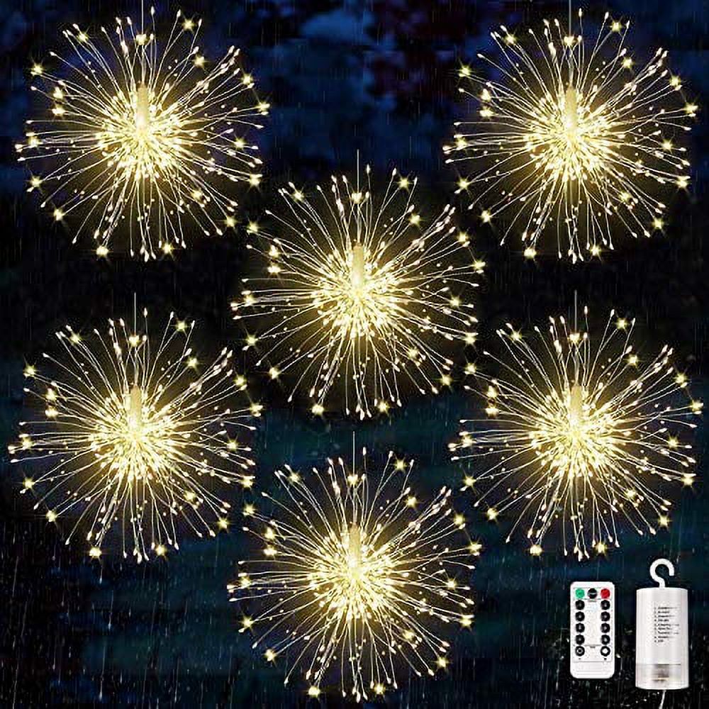 6 Pack Firework Lights Copper Wire Led Starburst Lights, Dimmable
