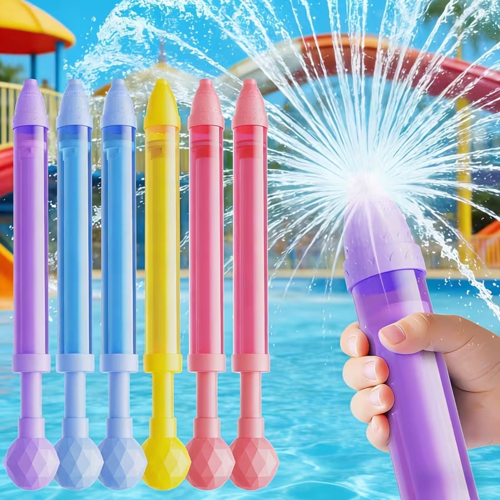 CPSYUB 6 Pack Fireworks Water Blaster Squirt for Kids Adults, Water Squirter for Kids Ages 4-12, Water Shooters for Pool Toy Swimming Beach Backyard Outdoor Party Favors